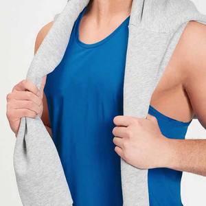 Couleur unie sans couture sans manches vêtements de sport débardeurs vêtements pour hommes grande taille gilet décontracté respirant débardeurs pour hommes couleur bleue - Product Image 3