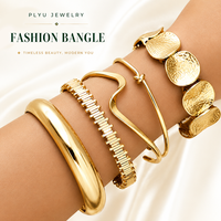 Bracelet empilable pour femme en alliage/acier inoxydable, plaqué or 18 carats, anti-ternissement, géométrique irrégulier, tendance