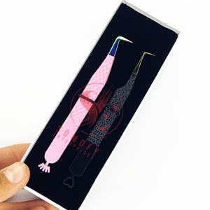 Pince à épiler d'extension de cils à pointe en micro-fibre Emballage personnalisé en acier inoxydable durable Pince à épiler à volume pointu - Product Image 5