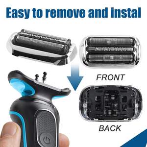 Paquete de 3 cabezales de afeitado de repuesto de doble cuchilla compatibles con la afeitadora eléctrica para hombre, color plateado, para uso facial - Product Image 3