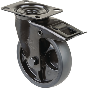Brake Caster Wheel 125mm Diameter 120kg Load Capacity Rubber 104x80mm Black for Furniture - Product Image 3