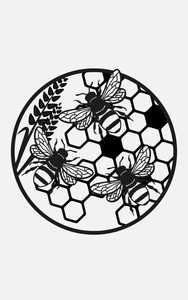 Arte Mural de Abeja de Metal Cortado con Láser, Diseño Moderno Personalizado Hecho a Mano, Patrón de Planta de Hierro, Decoración Colgante para Hogar y Jardín - Product Image 4