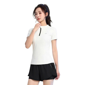 Conjunto Deportivo para Mujer, Camiseta de Manga Corta y Pantalones Cortos, 2 Capas, para Gimnasio, Correr, Elástico, Transpirable, Súper Ligero, Suave y Liso - Product Image 3