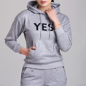 Alta calidad tamaño personalizado Mujer con capucha Casual Jogging trajes de gran tamaño pulóver chándal largo superior patrón sólido polar otoño - Product Image 4