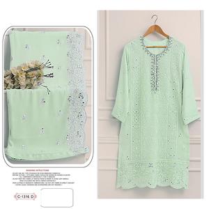 ชุดสูทจอร์เจ็ทต์ชาวปากีสถานหนักพร้อมงานเย็บปักถักร้อยขายเสื้อผ้าอินเดียและปากีสถานออนไลน์ - Product Image 5