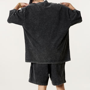 Venta al por mayor de camisetas de la mejor calidad de estilo vintage de algodón pesado 280gsm camisetas de impresión personalizada Logo lavado Camiseta para los hombres - Product Image 3