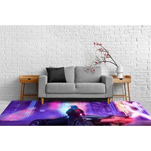Modern Printed Rug, Thick Cyberpunk Abstract Personalized Bath Rug,With Pile Soft Rug - Product Image 4