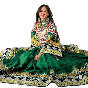 Robe de créateur moderne unisexe brodée POM POM perles de cristal dentelle ornée de broderie afghane ethnique - Product Image 1