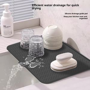 <b>Silicone</b> Kitchen Draining <b>Mat</b>-Non-Slip Heat-Insulating Dishes & Sink <b>Mat</b> with Modern Design - Product Image 1