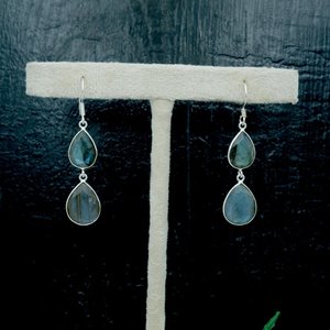 Pendientes de tuerca finos de Plata de Ley 925, regalo de boda hecho a mano con piedra preciosa gris labradorita de fuego auténtica Natural para ella - Product Image 4