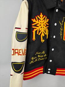 Veste de baseball personnalisable en polyester et coton, style universitaire, col montant, broderie chenille vintage sur le devant - Product Image 4