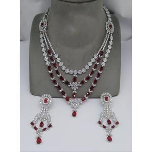 Beautiful Look Superb Quality Luxury Sparkle Zircon <b>Necklace</b> <b>Set</b> With <b>Earrings</b> for Wedding Engagement Party Wear For Women - Product Image 1