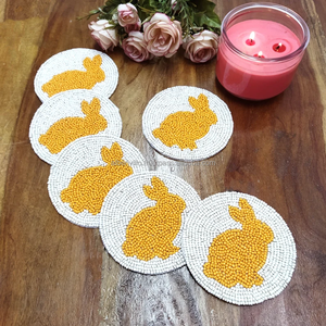 Rabit Design <b>Coaster</b> Glass Bead <b>Coaster</b> for Table Indian Handmade <b>Beaded</b> <b>Coaster</b> Table Decorative From India - Product Image 3