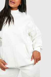 Conjunto deportivo extragrande de algodón 100% hecho a medida para mujer, con hombros caídos, logotipo personalizado impreso en DTF, tejido pesado de 500 g/m², conjunto de dos piezas para mujer - Product Image 3