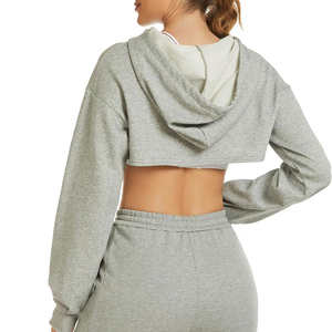 Nouveautés Vêtements de sport d'hiver Pull à capuche pour femmes avec grande poche Personnalisé Plus Size Crop Top Hoodie - Product Image 4