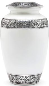 Urnas de cremación de metal blanco modernas de primera calidad para cenizas, jarrón de mesa de capacidad personalizada hecho a mano, precios de gran tamaño - Product Image 2