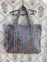 Sacs fourre-tout multifonctionnels de grande capacité en coton imprimé à la main, style campagnard français, matelassés