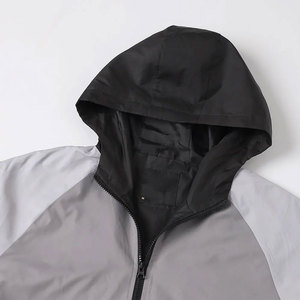 Blouson bomber à capuche pour homme, color-block, fermeture éclair sur le devant, polyester, coupe-vent, style sportif, pour l'automne, manches classiques - Product Image 6