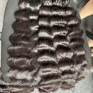 100% Extensions de cheveux Remy vietnamiens cuticule vierge crue alignée faisceaux de cheveux humains ondulés avec fermeture à lacet frontal - Product Image 2