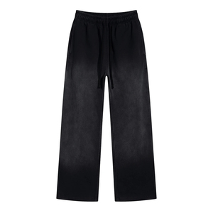 OEM Custom Logo Printed Men's Vintage Washed Streetwear Track Pants Heavyweight Cotton Baggy Sweatpants Wide Leg Pants - Product Image 2