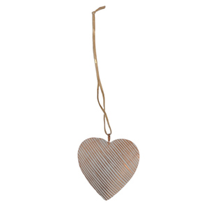 Set of 2 Luxury Design Handmade Embossed Iron Hanging Heart <b>Ornament</b> White Gold Christmas Decorations Wall Decoration <b>Small</b> Size - Product Image 1