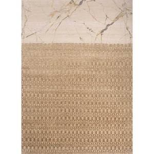 Aakar Kavi Eskm-11 Ivory Hand Knotted Wool Bamboo Silk <b>Rug</b> 10mm Thick Rectangular Abstract Pattern for Home Living Handmade PVC - Product Image 1