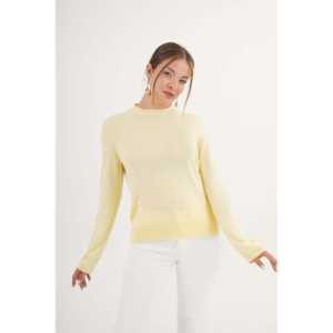 Suéter Amarillo Casual de Cuello Redondo, Tejido Fino, Venta al Por Mayor - Product Image 4