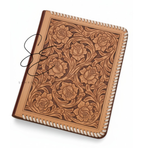 Porte-documents en cuir tressé style cowgirl, organiseur de classement haut de gamme sculpté à la main, classeur durable A4, cadeaux d'entreprise personnalisés - Product Image 1