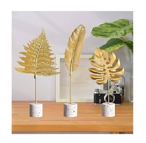 Top-Notch Feuille D'or Ornements En Métal Feuille De Fer Décor Table Topper Feuille En Métal Statue Table Décor Maison Armoires Décoratives - Product Image 1