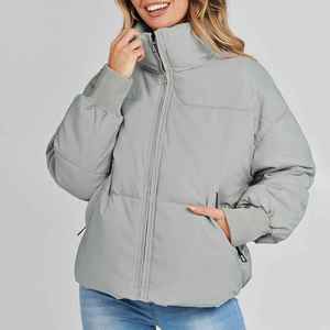 Veste matelassée pour femmes capuche rembourrage doux Zip avant manteau d'hiver manches longues tenue quotidienne chaud couche de mode extérieure Polyester - Product Image 4