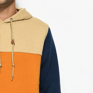 Sweat à capuche personnalisable pour homme en orange, bleu, kaki, cordon de serrage confortable avec broderie, teint uni, pour l'été. - Product Image 5