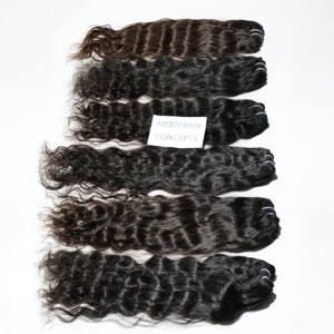 Extensiones de cabello humano de estilo recto con extensiones onduladas de color negro sedoso Virgen sin procesar 100% templo indio de la mejor calidad al por mayor - Product Image 4