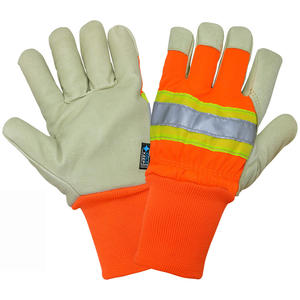 ถุงมือหนังวัวสีเหลืองสำหรับผู้ชาย, ถุงมือสะท้อนแสง - Product Image 1