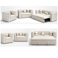 Juego de Sofá Cama Chesterfield de Lujo, Convertible, con Estructura de Madera, Tapizado Moderno, para Apartamento, Hotel, Villa, Muebles de Sala de Estar