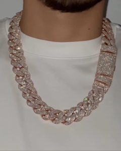 Cadena Cubana de Plata 925 con Diamantes de Moissanita de 22.50 MM, Collar para Hombre con Incrustaciones de Diamantes - Product Image 5