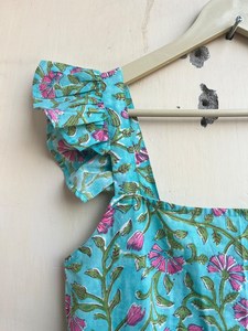 เดรสผ้าฝ้ายอินเดียแบบบล็อกแขนยาวเสื้อพิมพ์ลายทำจากผ้าฝ้ายธรรมชาติเป็นมิตรกับสิ่งแวดล้อมชุดสวมใส่ได้ทุกวัน - Product Image 6