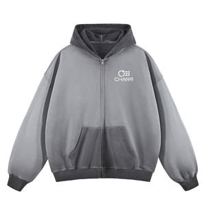 Sudadera con capucha de gran tamaño personalizada de alta calidad para hombre 100% algodón con cremallera estilo lavado ácido con Sun Fade Street Wear Look French Terry - Product Image 1