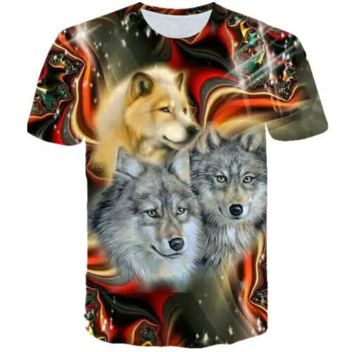 Camisetas personalizadas de tela de poliéster impresas en 3D para mí, camisa sublimada, camisa de poliéster, Impresión de lobo