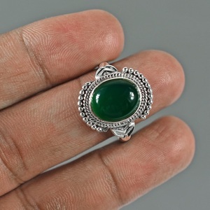 <b>Handmade</b> 925 Sterling <b>Silver</b> Ring Classic Green Onyx Gemstone Oval Cut Natural Crystal Wedding Anniversary Gift for Women - Product Image 5