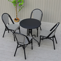 La chaise de jardin parisienne la plus populaire, chaise d'extérieur en Teslin noir et blanc, chaise de bistrot française, chaise de café