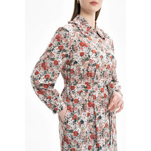 <b>Mint</b> Patterned Floor-Length <b>Dress</b> with Ruffle Collar for Office Lady - Product Image 4