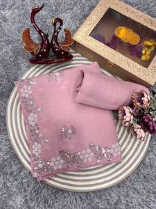 Sari indien de style Bollywood, sari de Bollywood de qualité supérieure, sari à sequins, travail brodé, avec blouse de créateur pour femmes - Product Image 4