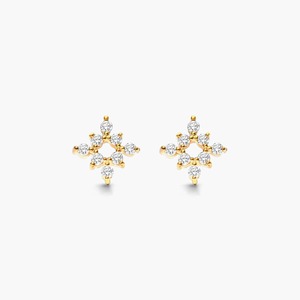 Boucles d'oreilles clous tendance en diamant rond taille brillant 0,10 carat, diamant de laboratoire en or massif 14 carats, pour usage quotidien, cadeau pour femme - Product Image 4