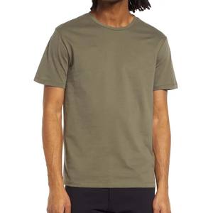 T-shirt en coton vert vierge avec anneau filé pour hommes T-shirts réguliers pour hommes Fit T-shirts à col rond et à demi-manches Vente en gros - Product Image 2