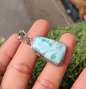 Pendentif classique fait main 925 bijoux en argent massif pour femmes 925 argent Sterling Larimar pierre précieuse Style Boho pendentif cadeau pour - Product Image 2