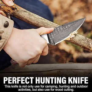 Couteau de chasse et de dépouillement de luxe en acier damas fait à la main pleine soie manche en bois de rose pris en charge par OEM livraison directe en gros - Product Image 3