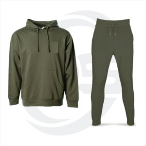Ensemble survêtement personnalisé avec logo : sweat à capuche zippé et pantalon évasé en molleton technique respirant et coupe ajustée, coupe-vent - Product Image 1
