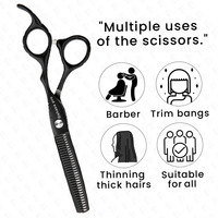 Ciseaux de coiffeur noirs amincissants lame de rasoir coiffure ciseaux amincissants de coiffeur en acier inoxydable sur mesure pour une utilisation en salon