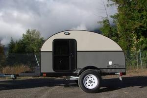 Modern Aluminum Mini Caravan Travel <b>Trailer</b> 4 Person Gray Slide Kitchen Independent Plastic Honeycomb <b>Floor</b> for Road Camping - Product Image 6