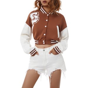 Gran oferta, chaqueta Varsity de lana 100% personalizada para mujer, invierno, informal, Letterman, a prueba de viento, transpirable, bajo MOQ, producto terminado - Product Image 1